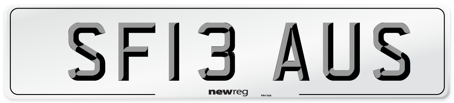 SF13 AUS Number Plate from New Reg